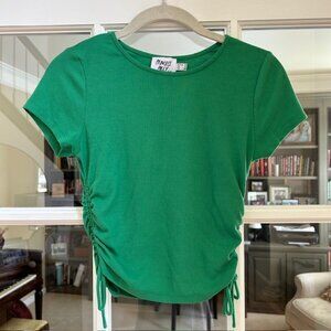 Princess Polly ribbed ruched kelly green top, size 4